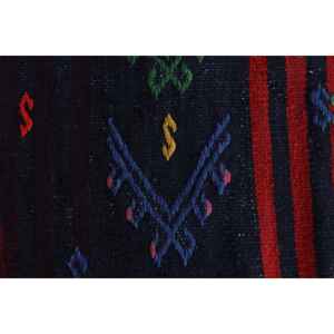 Alfombra de 2x5,3 pies, alfombra turca vintage, alfombra de lana negra con plantas y árboles rojos - Product Image 5