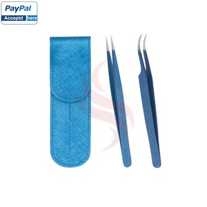 Pince à épiler professionnelle en acier inoxydable noir et or, courbée, droite, inclinée, pointue, antistatique, outil de précision extensible - Product Image 4