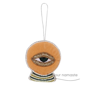 Ornamento della sfera di cristallo del malocchio | Decorazione natalizia di protezione fatta a mano con perline - Product Image 1