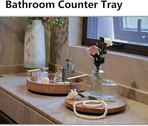 ถาดไม้กลมขนาด12นิ้วพร้อมที่จับสำหรับตกแต่งห้องชุด2ชิ้นเป็นมิตรกับสิ่งแวดล้อม - Product Image 5