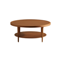 Table basse ronde avec rangement, panneau en bois moderne, design japonais à deux niveaux, meubles décoratifs pour salon