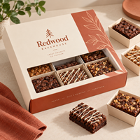 Boîte à dessert personnalisée AT PACK pour brownies avec fenêtre et inserts – Emballage de boulangerie personnalisé pour gâteaux, biscuits et cadeaux