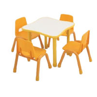 Ensemble de table et chaises de salle à manger réglables pour 6 personnes en PP, cadre thermolaqué, design contemporain pour l'école, la maison, le bureau