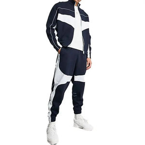 Ensemble pour hommes sur mesure respirant avec fermeture éclair en polyester et nylon deux pièces coupe-vent ensemble court pour hommes survêtement survêtements - Product Image 4