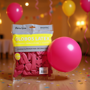 Globos de Látex para Fiestas, Color Fucsia, 12 cm, Bolsa de 100 Unidades, Decorativos - Product Image 3