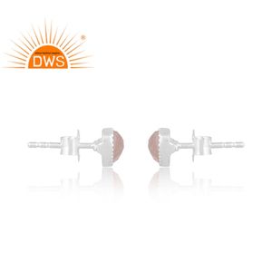 Vente chaude en argent Sterling naturel Rose Quartz pierres précieuses boucle d'oreille bijoux personnalisés pour les femmes cadeau pour elle - Product Image 4