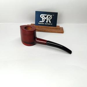 Pipa de Fumar de Madera Hecha a Mano con Cazoleta de Tabaco de Acabado Rojo Liso y Tallo Negro Brillante, Pipa de Fumar Premium - Product Image 1