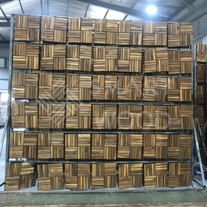 Modern Acacia WPC Outdoor Decking Tiles 300x300mm Oiled Natural Golden Light Oak Anti-Slip Square Brushed Interlocking <b>Flooring</b> - Product Image 6