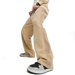 Pantalones de chándal informales de talla grande hechos a medida para hombre, ajuste holgado, 100% algodón, patrón recto teñido liso, cintura media elástica 2025 - Product Image 4