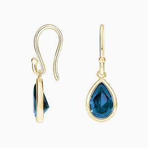 Fine Jewelry Natural London Blue Topaz Gemstone Long <b>Earring</b> 14K Yellow <b>Gold</b> <b>Dangle</b> <b>Earrings</b> Wholesale Products for Women Girls - Product Image 2