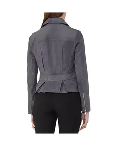 Blouson aviateur en cuir véritable pour femme, longueur classique, respirant, rembourrage en coton, coupe ajustée - Product Image 5