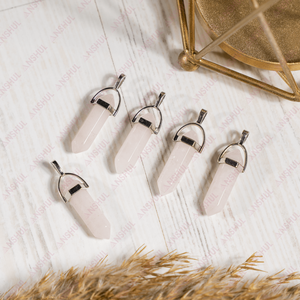 Pendentif en quartz rose doublement terminé, cristaux de guérison de qualité supérieure pour la méditation, bijoux pour occasions spéciales, prix de gros. - Product Image 3