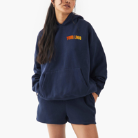 Conjunto de Sudadera con Capucha y Pantalones Cortos para Mujer, con Logotipo Impreso en 3D, Encaje Sólido, Estilo Casual de Invierno, Corte Regular