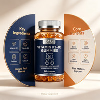 Gummies SYC BIO Vitamine K2+D3 Bien-être Quotidien Adulte Naturel 60 Gummies Prix Usine Vente en Gros Marque Privée OEM ODM