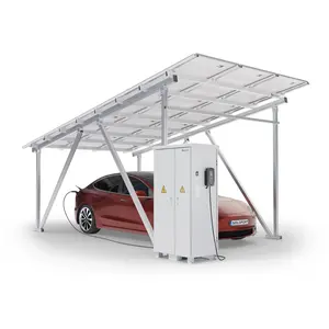 Solar carport incl. wallbox control cabinet, aluminum frame, 40kWh battery storage, off-grid energy system, 5kW solar plant