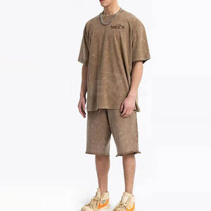 Fabricant d'usine Ensemble t-shirt et short délavés à l'acide sur mesure pour hommes Streetwear Style OEM Tenue d'été Ensemble deux pièces - Product Image 3