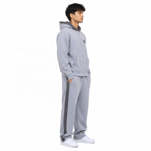 Conjunto de Sudadera con Capucha y Cremallera Unisex, de Forro Polar, Color Liso, con Bolsillo Frontal con Logo, Diseño Oversize, Chándal Informal OEM - Product Image 2