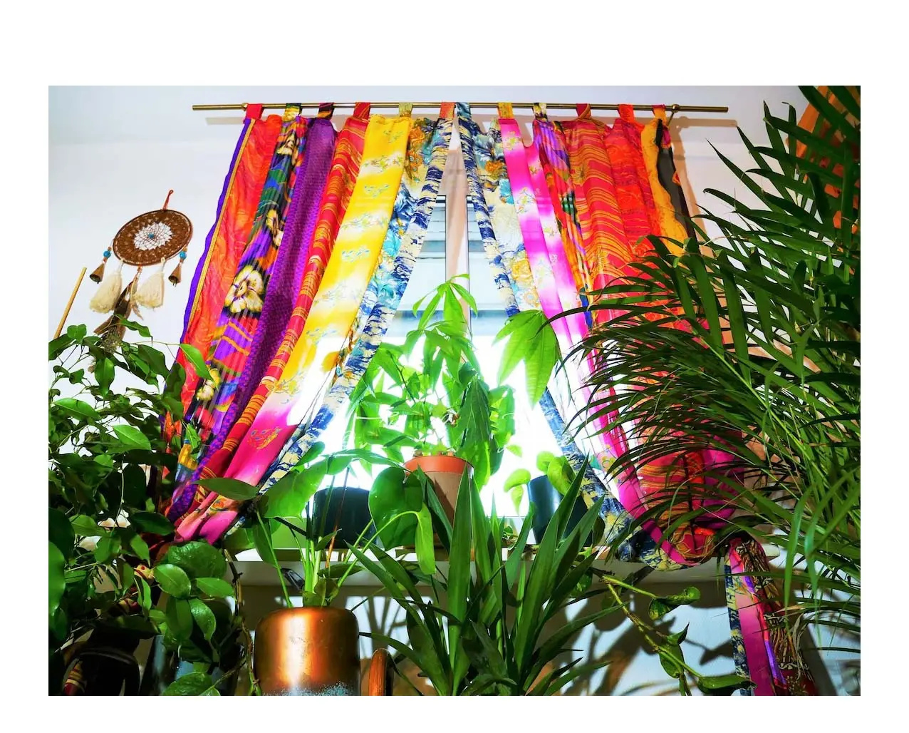 Boho tirai India saree pintu warna-warni untuk dekorasi rumah bohemian tirai kamar tidur hippie tirai kanopi