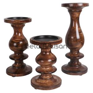Handcrafted Eco-Friendly Wooden <b>Pillar</b> <b>Candle</b> Stand Set for Christmas & Easter Living Room Decor Made India Size 6 Bulk Supply - Product Image 3