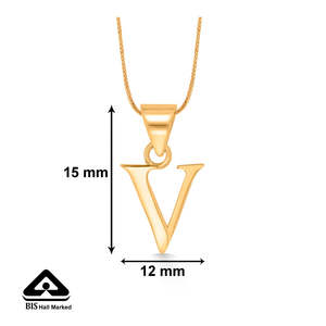 Colgante Geométrico con Letra V en Oro Amarillo para Unisex - Product Image 5