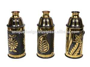 Oferta Especial: Mini Cachimba de Lujo Farida con Cubierta de Latón Martillado a Mano y Técnica de Lacado, Tipo Egipcio Curvado para Fumar Shisha - Product Image 5