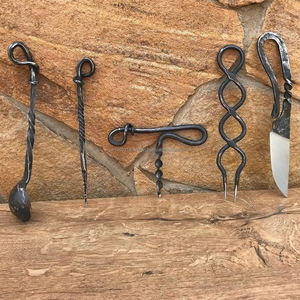 Cuchillo vikingo medieval hecho a mano para exteriores, cuchara, tenedor, regalo, ropa plana con bolsa de cuero, juego de cubiertos de alta calidad - Product Image 6