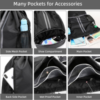 Sac à dos de sport en polyester imperméable pour homme, avec cordon de serrage, motif zippé, sac de sport en lin, sac à dos à cordon de serrage, vente chaude