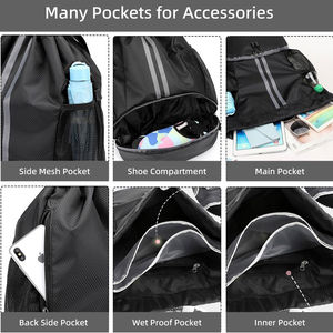 Hot Sale Men's Cycling Drawstring Backpack Waterproof Polyester Gym <b>Bag</b> Zipper Pattern <b>Sports</b> Linen Drawstring Back Packs - Product Image 4