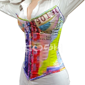 Corset de qualité supérieure, sublimé, à armatures en acier, à bonnets, imprimé billets de dollar, tendance - Product Image 4