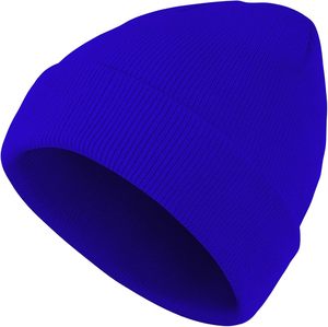 Chapeau d'hiver en tricot uni de qualité supérieure, unisexe, avec revers, en acrylique RPET, logo personnalisé - Product Image 1