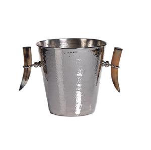 Horn Handle Custom Logo Hammered Large Champagne Ice Bowl Stainless Steel Bar <b>Beer</b> Wine Bottle Cooler Party Ice <b>Bucket</b> - Product Image 1