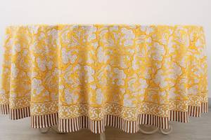 <span class=keywords><strong>Tovaglia</strong></span> di Marca Indiana 100% <span class=keywords><strong>Cotone</strong></span> con Stampa a Blocchi Floreale Rosso Prugna e Verde Militare per Feste Matrimoni Agriturismi e Uso Natalizio - Product Image 2