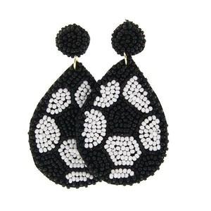 Boucles d'oreilles de football pour femmes faites à la main nouveau Design broderie perlée Style classique forme de boule avec perle diamant pierre principale jour de jeu - Product Image 6