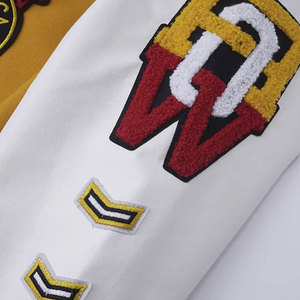 2025 nueva chaqueta universitaria de manga larga de primavera y otoño europea y americana con cuello levantado recubierto empalmado acanalado de un solo pecho - Product Image 5