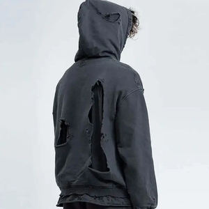 Sweats à capuche personnalisés à coupe régulière, délavés à l'acide et usés pour hommes avec logo personnalisé, 100% coton, service ODM d'hiver - Product Image 3