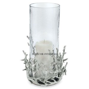 Motif à la mode arrivée métal plaqué or cadre de conception Unique et verre clair ouragan bougeoir Table pièce maîtresse décor - Product Image 4