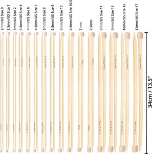 Ensemble d'aiguilles à tricoter en bambou-16 paires d'aiguilles à tricoter droites en bois avec étui de rangement-Simple pointe - Product Image 2