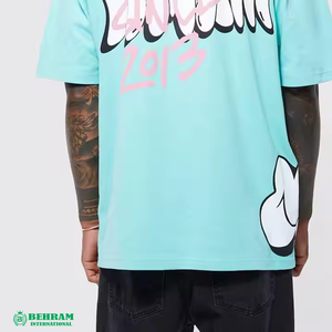 Camiseta de Jersey Lisa Informal de Poliéster/Algodón, Servicio OEM, Estampado Personalizado, Impresión de Logotipo DTG, Cuello Redondo, Camisetas Regulares para Hombre - Product Image 3