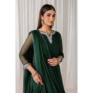 ชุดสูทผ้าชีฟองโพลีเอสเตอร์ 100% ปักลายสีเขียวสำหรับผู้หญิง EN-1291 - Product Image 4