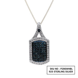JEWELSPAARK Collar con Colgante de Diamante Azul Blanco Natural de 1.07CT, Corte Rectangular, Cadena de Plata 925 para Mujer, Estilo Moderno - Product Image 4