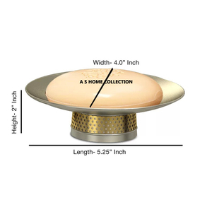 Porte-savon de salle de bain de luxe en acier inoxydable doré brillant de haute qualité, forme ronde - Product Image 1