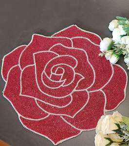 <b>Beaded</b> <b>Placemat</b> Handmade Round Charger for Luxury Dining & Holiday Decor Unique Piece Handmade <b>Beaded</b>, <b>Placemat</b>, Housewarming - Product Image 1