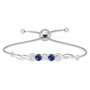 Bracelet tennis saphir en argent 925 plaqué rhodium or 14 carats - Product Image 1