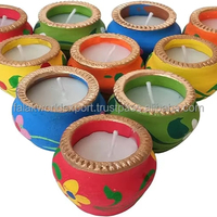 Design unique, luxe, terracotta/céramique indienne naturelle, diya écologique, fait main, porte-bougie de haute qualité, pour la maison, Noël