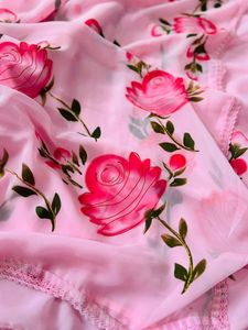 Hermosos saris de seda para adultos con huella de mano y Zari dorado con borde Chikankari en colores a juego - Product Image 4