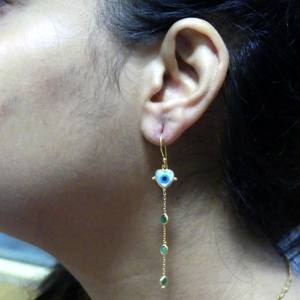 Pendientes colgantes de plata de ley 925 para mujer clásicos de todos los días, elegante abalorio de piedras preciosas multiturmalinas doradas Vermeil - Product Image 6