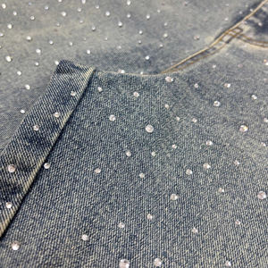 High Street Fashion Diamant Nouveau Lâche Cordon Denim Lavé Brillant Haute Qualité Strass Shorts Conception Hommes Jeans - Product Image 2