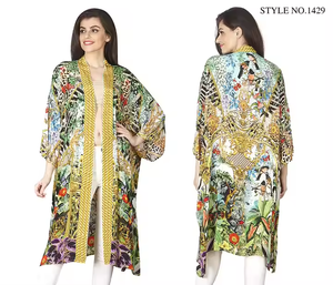 Women's Fashionable Kimono Style <b>Cardigan</b> Foil Print Unique Blend of Traditional and Modern <b>Summer</b> Trends - Product Image 4