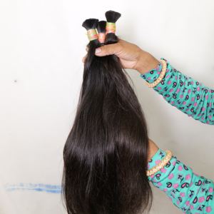 Extensions de cheveux humains non transformés naturels indiens vierges bruts à vague profonde lâche cuticule droite en vrac alignée humaine vierge brésilienne - Product Image 1