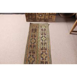 พรมวิ่งสไตล์วินเทจจากตุรกี ขนาด 1.6x5.8 ฟุต พรมขนสัตว์สีน้ำตาล - Product Image 5